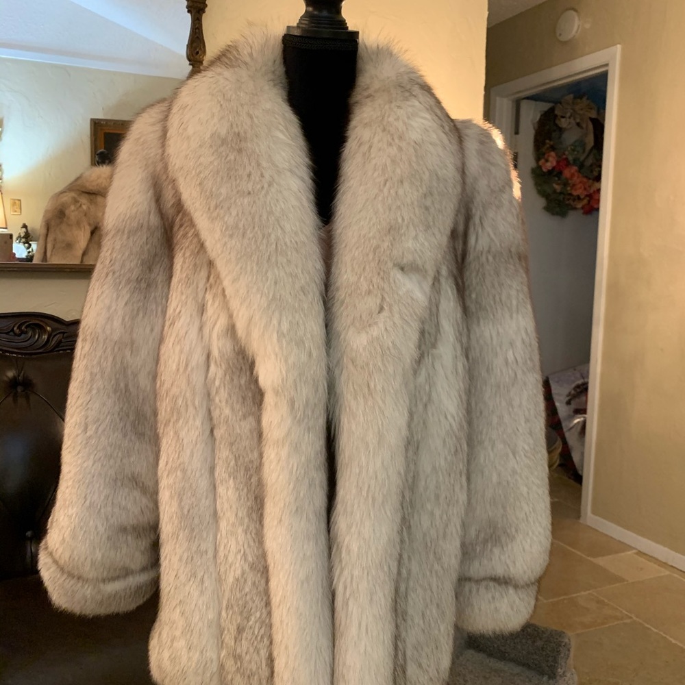Christian Dior Blue Fox Jacket Fur Coat